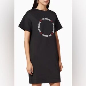 Love Moschino Black Logo T-Shirt Dress, Size 38/10